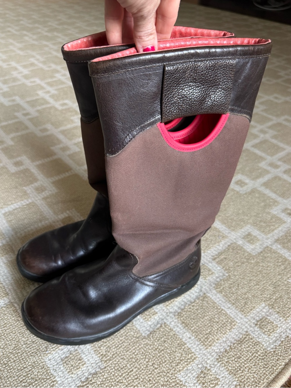 Timberland Earthkeepers Climapath Tall Leather Boots Brown Pink Size 7 - Picture 11 of 14